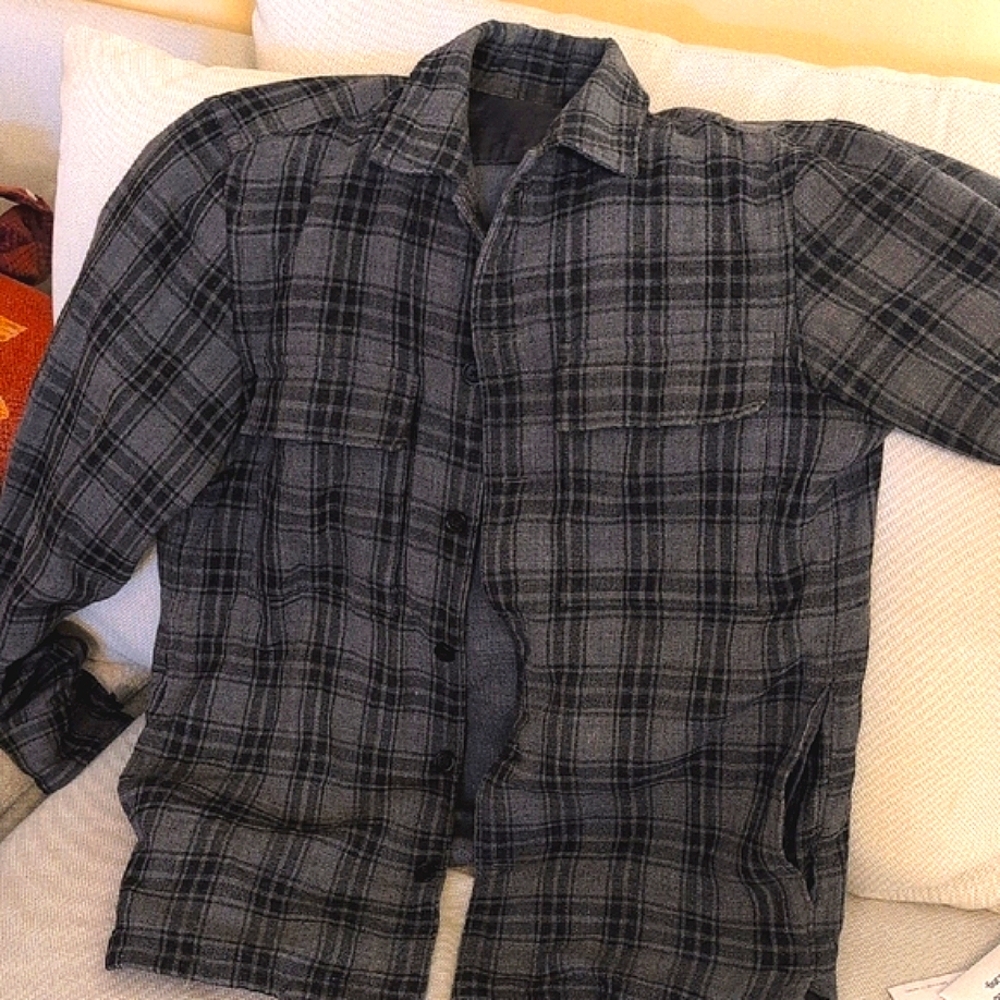 Theory Men's Grey Wool Shirt 'shacket' W/ 4 Pockets